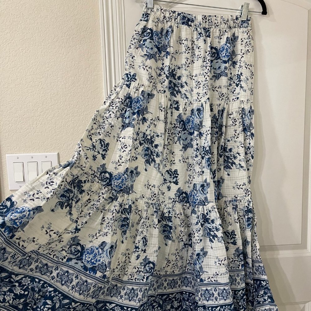 zara blue maxi skirt